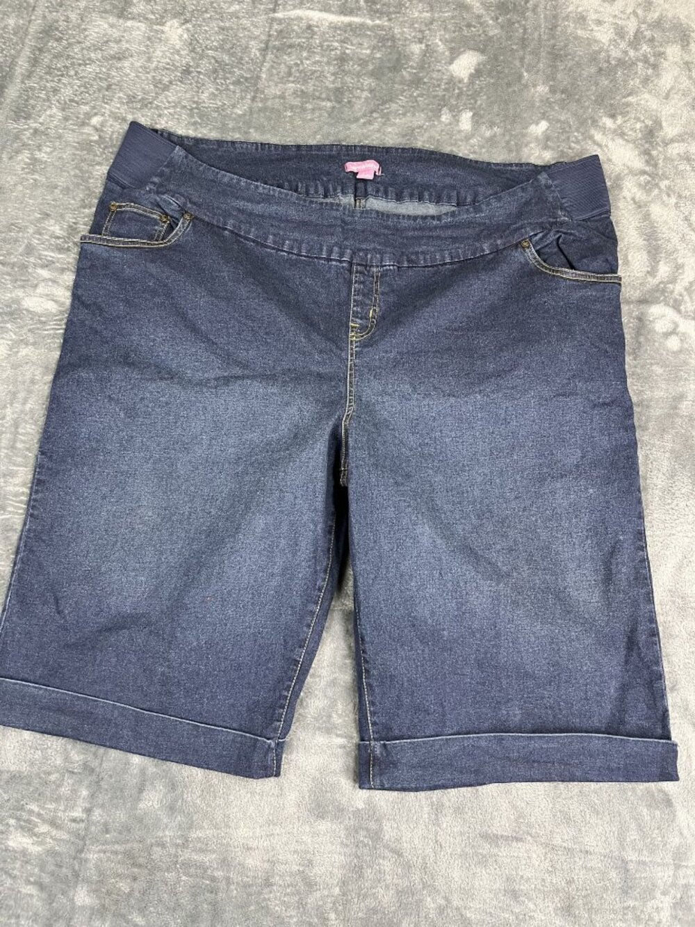 Woman Within Denim Bermuda Shorts Plus Size 26W Dark Wash Stretch Waistband
